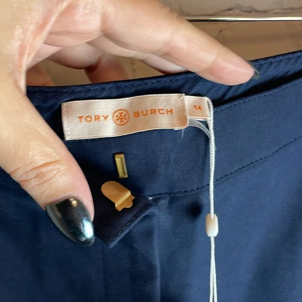 Tory Burch Womens Vanner Ponte Seamed Pants Blue Size 14 NWT